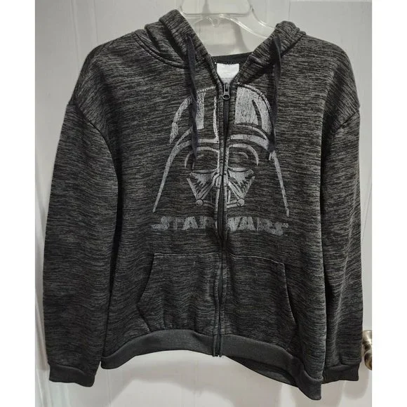 Star Wars Darth Vader Heather Gray Full Zip Hoodie Adult Size Large Lucasfilm - Picture 2 of 8